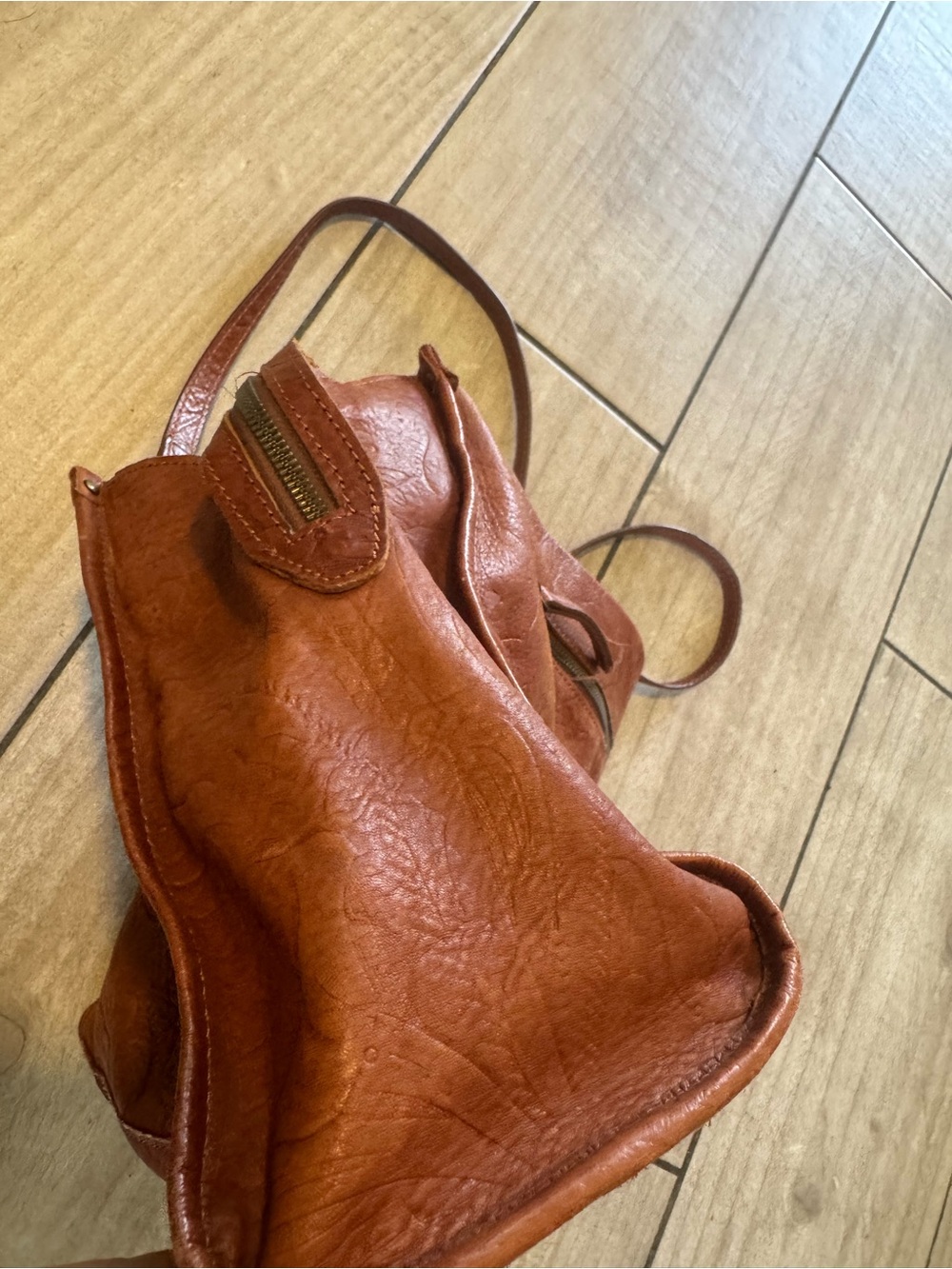 AMERICAN LEATHER CO Brandy Tooled Lenox Triple Entry Leather Tote Shoulder Bag - Picture 12 of 15